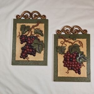 Grape Wall Art with Green and Gold Details